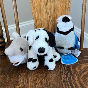 GANZ Webkinz Plush Toy Bundle - Blue Jay, Dalmatian and Unbranded Shark